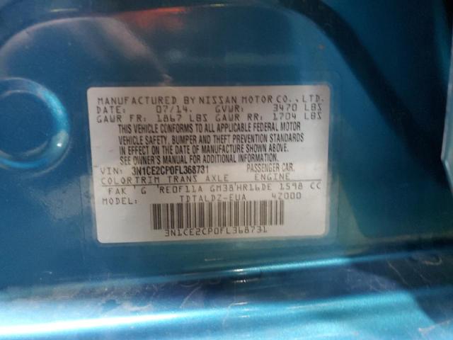 3N1CE2CP0FL368731 - 2015 NISSAN VERSA NOTE S BLUE photo 12