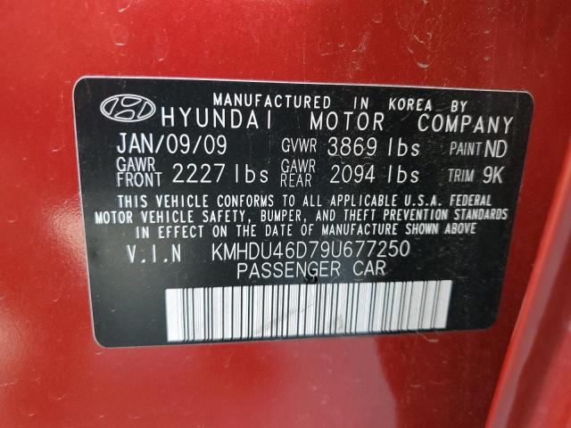 KMHDU46D79U677250 - 2009 HYUNDAI ELANTRA GLS RED photo 13