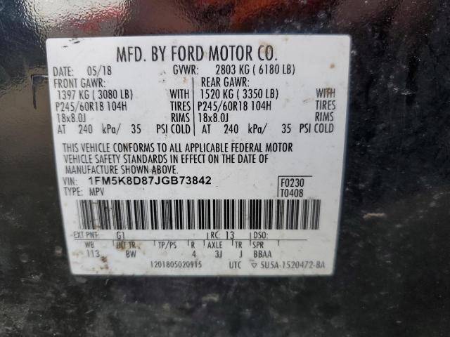 1FM5K8D87JGB73842 - 2018 FORD EXPLORER XLT 黑色 照片 13