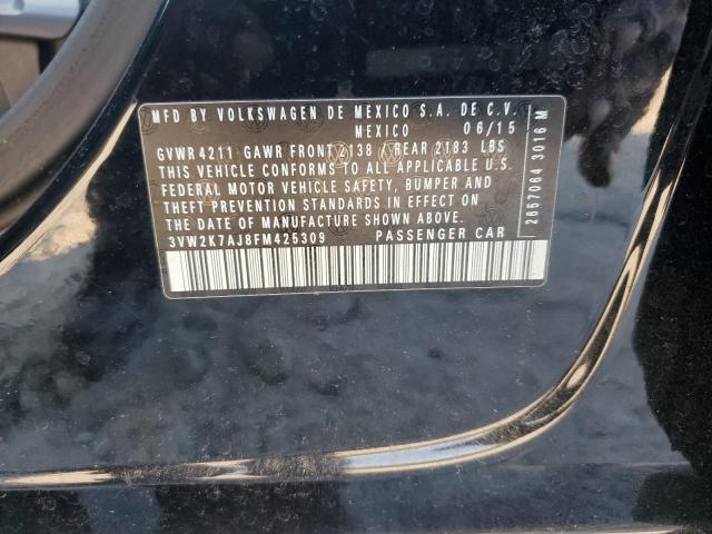 3VW2K7AJ8FM425309 - 2015 VOLKSWAGEN JETTA BASE BLACK photo 12