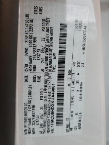 1FMCU9HDXKUA49081 - 2019 FORD ESCAPE SEL Ақ фото 14