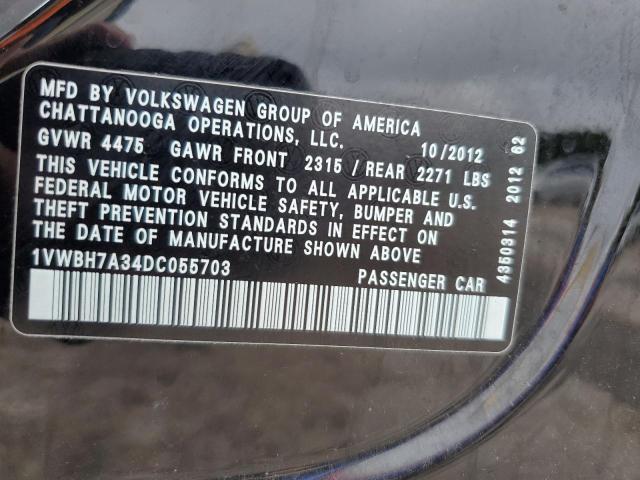 1VWBH7A34DC055703 - 2013 VOLKSWAGEN PASSAT SE BLACK photo 12