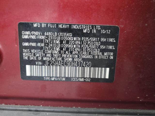 JF2SHAEC9DH437420 - 2013 SUBARU FORESTER LIMITED RED photo 13