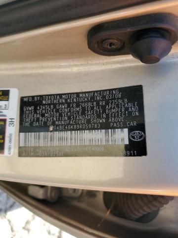 4T4BE46K89R059783 - 2009 TOYOTA CAMRY BASE 金色 照片 12