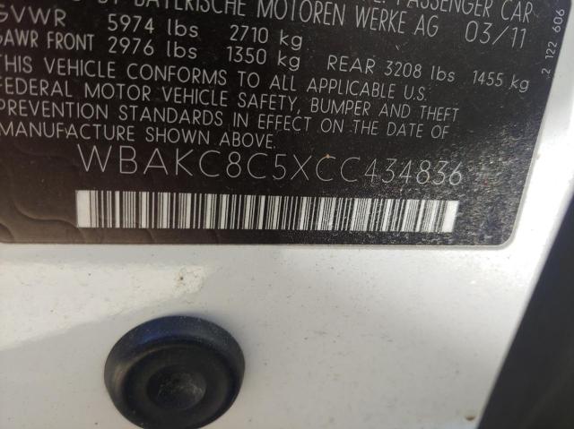 WBAKC8C5XCC434836 - 2012 BMW 750 LXI WHITE photo 10