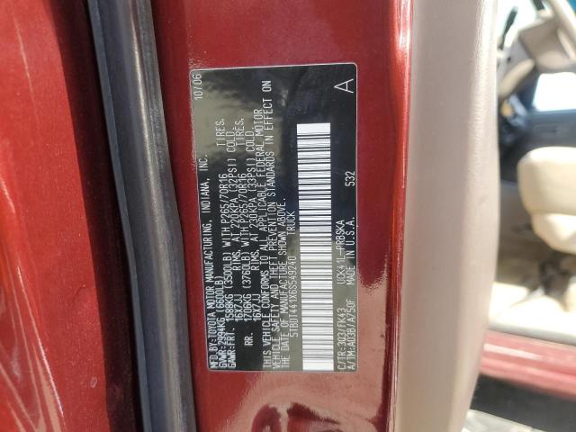 5TBDT441X6S549240 - 2006 TOYOTA TUNDRA DOUBLE CAB SR5 MAROON photo 12