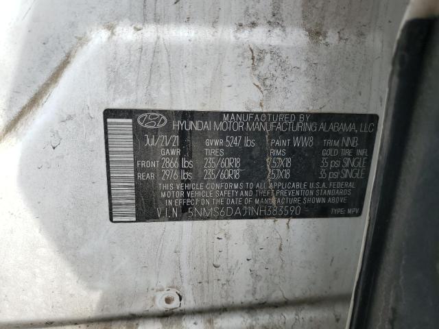 5NMS6DAJ1NH383590 - 2022 HYUNDAI SANTA FE SEL 白色 照片 13