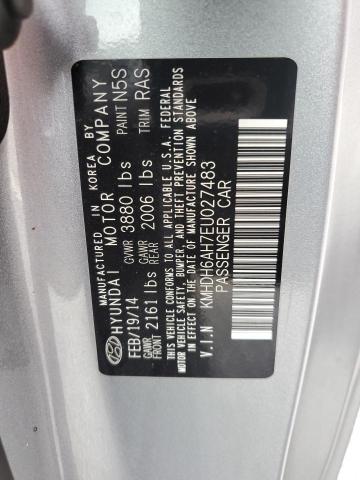 KMHDH6AH7EU027483 - 2014 HYUNDAI ELANTRA CO GS GRAY photo 12