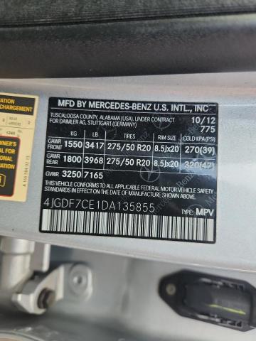 4JGDF7CE1DA135855 - 2013 MERCEDES-BENZ GL 450 4MATIC SILVER photo 13