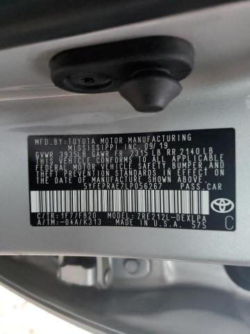 5YFEPRAE7LP056267 - 2020 TOYOTA COROLLA LE SILVER photo 12