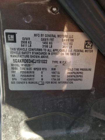 5GAKRDED4CJ151022 - 2012 BUICK ENCLAVE BROWN photo 13