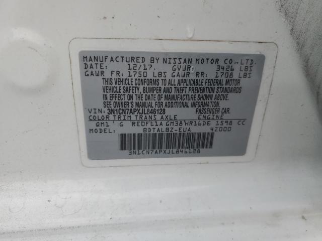 3N1CN7APXJL846128 - 2018 NISSAN VERSA S Weiß Foto 12