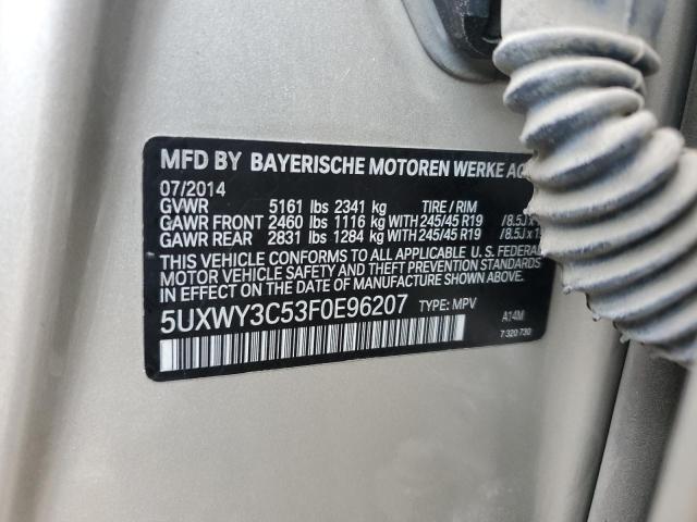 5UXWY3C53F0E96207 - 2015 BMW X3 XDRIVE28D BEIGE photo 13