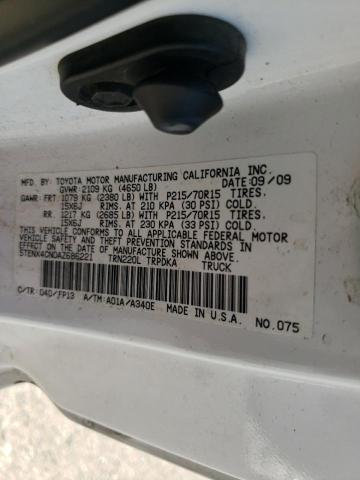 5TENX4CN0AZ686221 - 2010 TOYOTA TACOMA WHITE photo 13