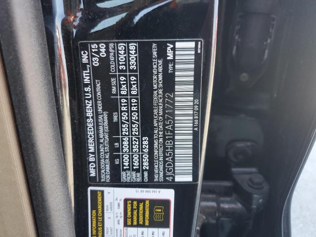 4JGDA5HB1FA571772 - 2015 MERCEDES-BENZ ML 350 4MATIC BLACK photo 13