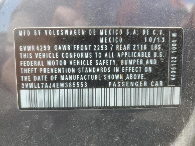 3VWLL7AJ4EM385553 - 2014 VOLKSWAGEN JETTA TDI Մոխրագույն լուսանկար 12