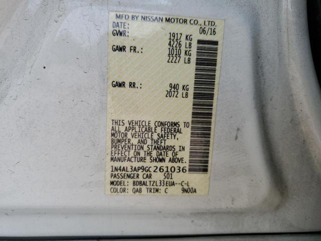 1N4AL3AP9GC261036 - 2016 NISSAN ALTIMA 2.5 WHITE photo 12