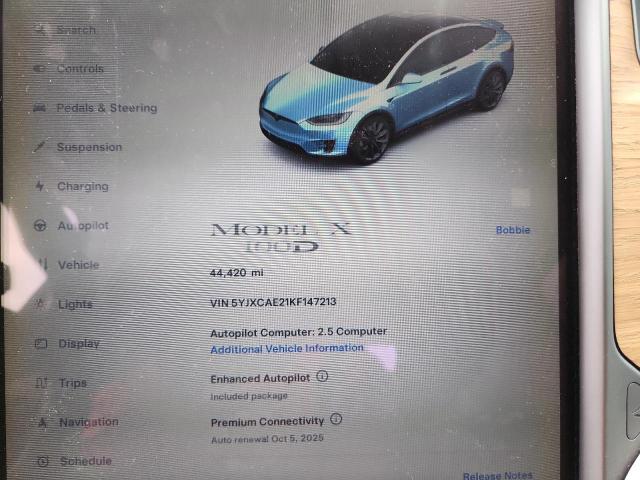 5YJXCAE21KF147213 - 2019 TESLA MODEL X Biały zdjęcie 9