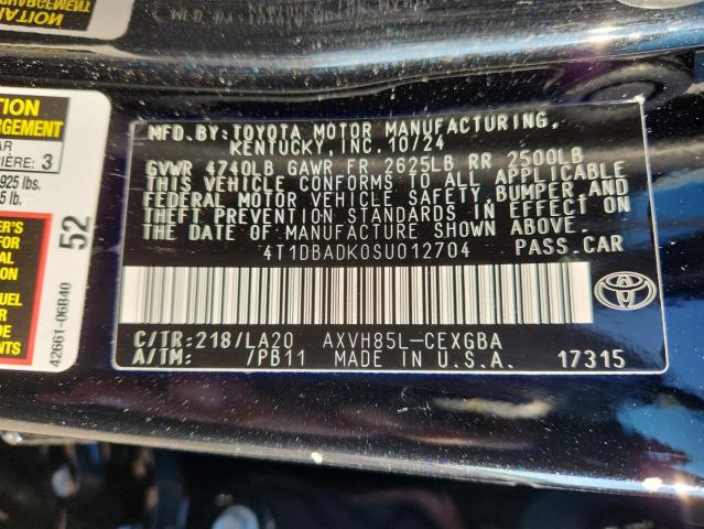 4T1DBADK0SU012704 - 2025 TOYOTA CAMRY XSE 黑色 照片 12