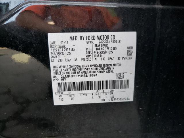 2LMPJ6LR1HBL18891 - 2017 LINCOLN MKX RESERVE أسود صورة 13