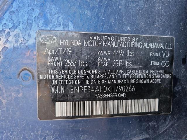 5NPE34AF0KH790266 - 2019 HYUNDAI SONATA LIMITED 蓝色 照片 12