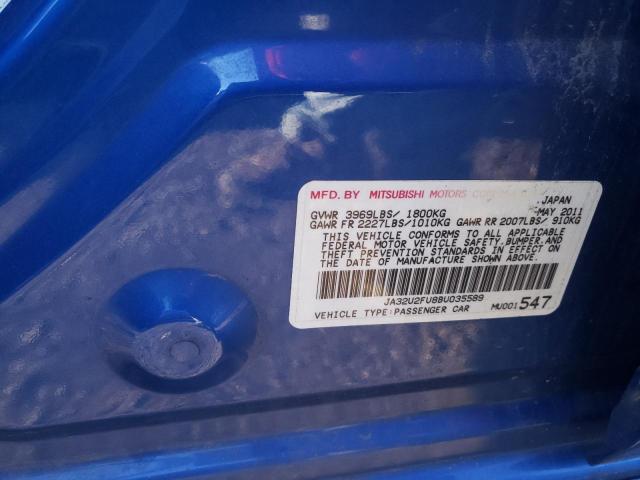 JA32U2FU8BU035589 - 2011 MITSUBISHI LANCER ES/ES SPORT BLUE photo 12