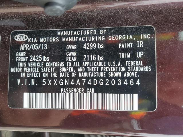 5XXGN4A74DG203464 - 2013 KIA OPTIMA EX Bordo foto 12