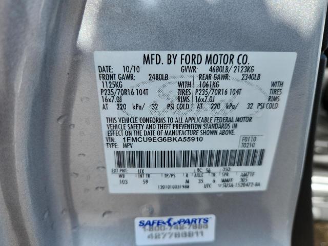 1FMCU9EG6BKA55910 - 2011 FORD ESCAPE LIMITED SILVER photo 14