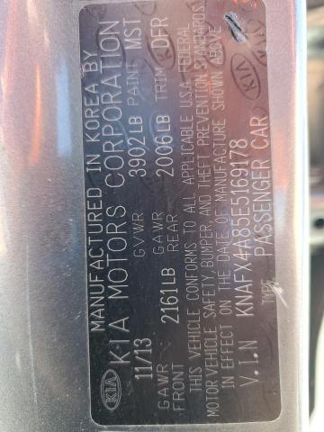 KNAFX4A85E5169178 - 2014 KIA FORTE EX GRAY photo 12