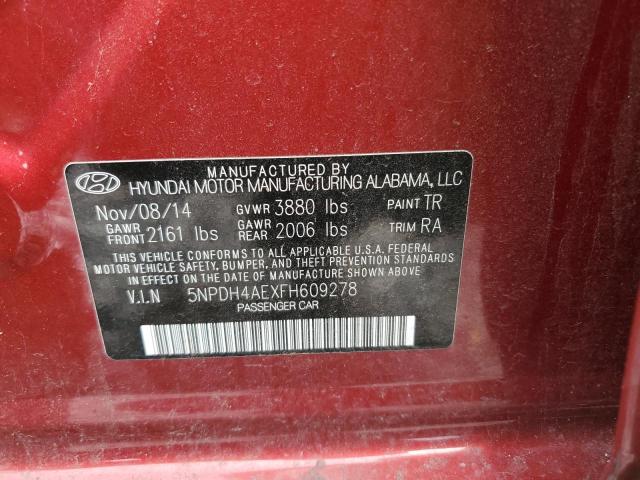 5NPDH4AEXFH609278 - 2015 HYUNDAI ELANTRA SE RED photo 12