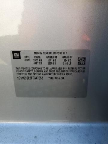 1G11C5SL2FF347053 - 2015 CHEVROLET MALIBU 1LT 银色 照片 12