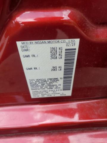 1N4BL4CV6KC202329 - 2019 NISSAN ALTIMA SR 勃艮第红 照片 12