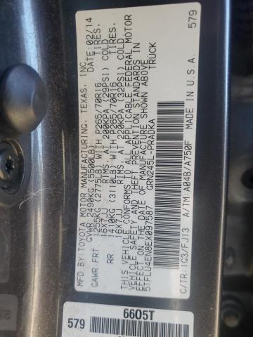 5TFLU4EN8EX097587 - 2014 TOYOTA TACOMA DOUBLE CAB GRAY photo 12