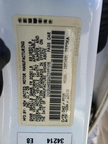 1NXBU4EE2AZ285105 - 2010 TOYOTA COROLLA BASE Ağ foto 12