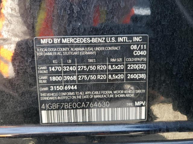 4JGBF7BE0CA764630 - 2012 MERCEDES-BENZ GL 450 4MATIC BLACK photo 13