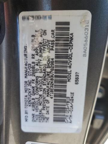 4T1BE32K83U762964 - 2003 TOYOTA CAMRY LE GRAY photo 12