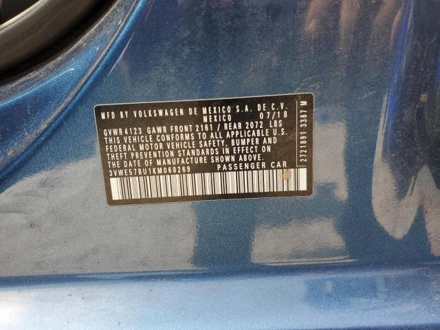 3VWE57BU1KM068269 - 2019 VOLKSWAGEN JETTA SEL BLUE photo 12