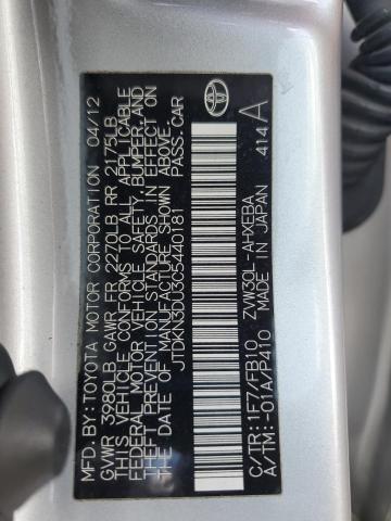 JTDKN3DU3C5440181 - 2012 TOYOTA PRIUS Күміс фото 12