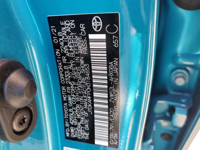 JTDKAMFP0M3184653 - 2021 TOYOTA PRIUS PRIM LE TURQUOISE photo 12