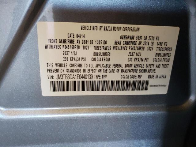 JM3TB3DA1E0440139 - 2014 MAZDA CX-9 GRAND TOURING SILVER photo 12