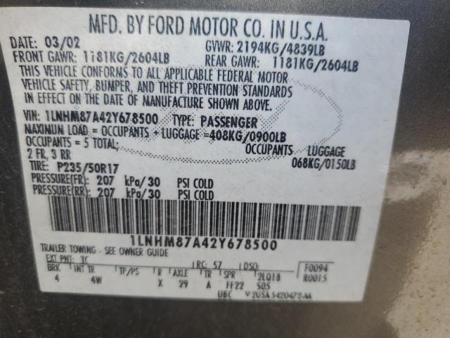 1LNHM87A42Y678500 - 2002 LINCOLN LS Boz foto 12