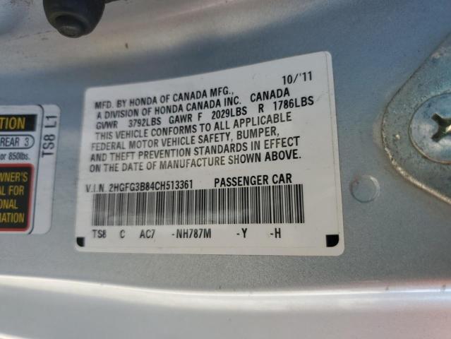 2HGFG3B84CH513361 - 2012 HONDA CIVIC EX WHITE photo 12