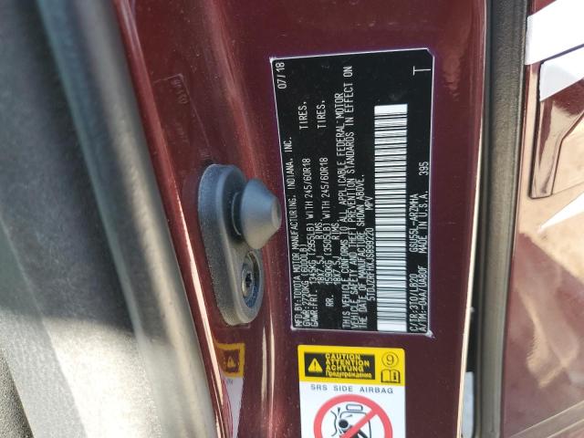 5TDJZRFHXJS899220 - 2018 TOYOTA HIGHLANDER SE Bordeaux photo 12