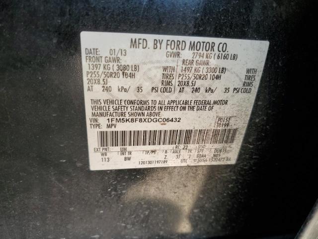 1FM5K8F8XDGC06432 - 2013 FORD EXPLORER LIMITED Чорний фото 13