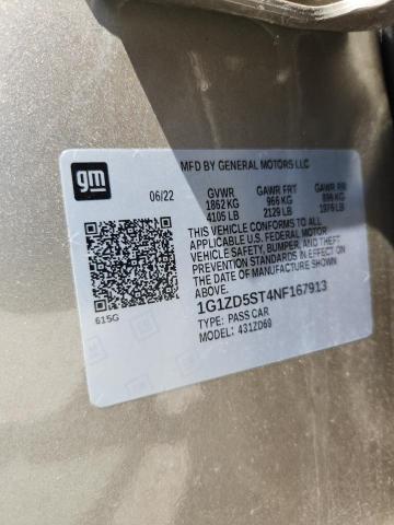 1G1ZD5ST4NF167913 - 2022 CHEVROLET MALIBU LT TAN photo 12