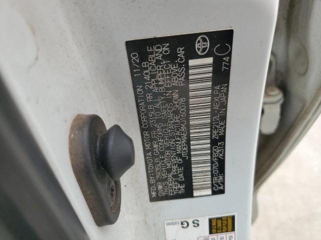 JTDEPMAE8MJ160078 - 2021 TOYOTA COROLLA LE 白色 照片 12