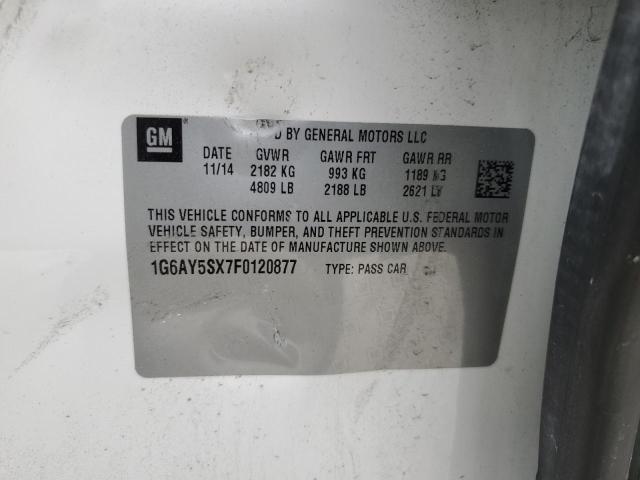 1G6AY5SX7F0120877 - 2015 CADILLAC CTS PERFORMANCE COLLECTION WHITE photo 12