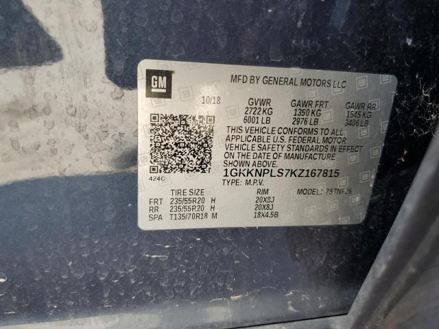 1GKKNPLS7KZ167815 - 2019 GMC ACADIA DENALI Mavi fotoğraf 13