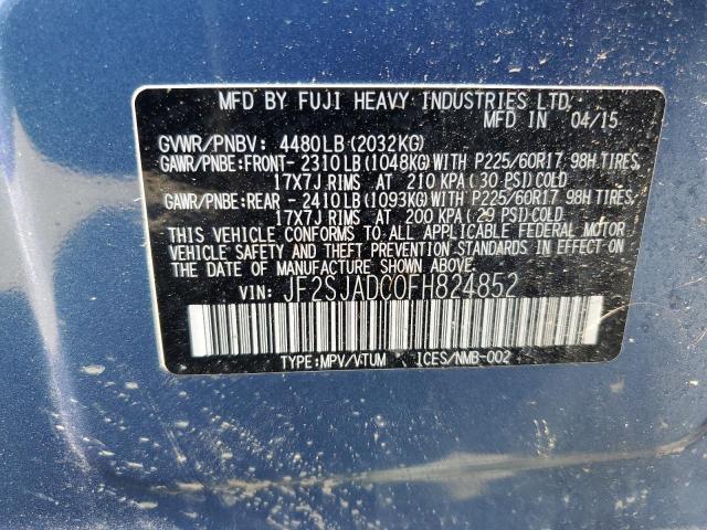 JF2SJADC0FH824852 - 2015 SUBARU FORESTER 2.5I PREMIUM ლურჯი ფოტო 13