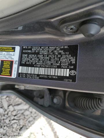 4T4BF1FK7DR313360 - 2013 TOYOTA CAMRY L GRAY photo 12